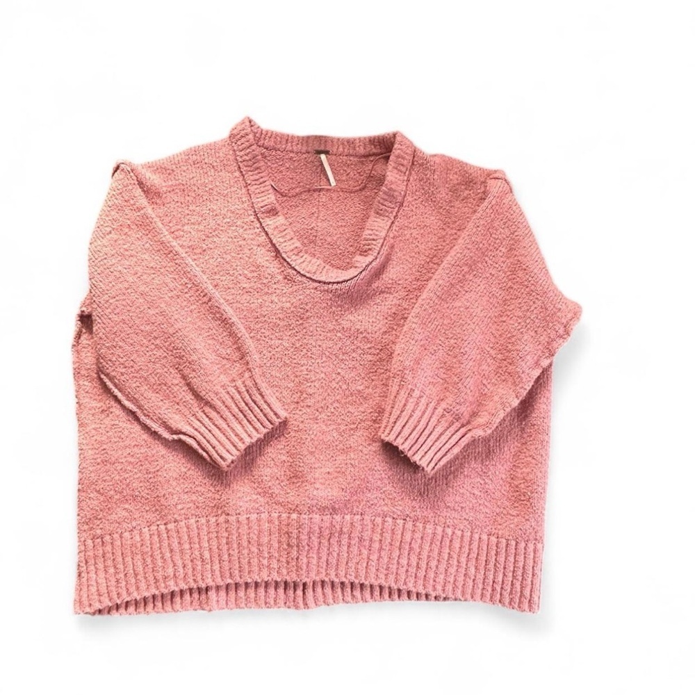 Free People Brookside Tunic Sweater Alpine Rose Oversized Knit Large Cotton